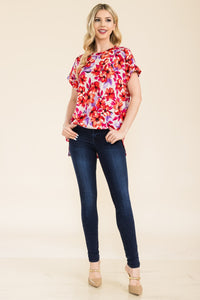 Celeste Round Neck Short Sleeve Floral T-Shirt