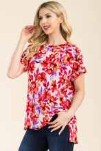 Load image into Gallery viewer, Celeste Round Neck Short Sleeve Floral T-Shirt