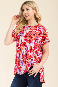 Celeste Round Neck Short Sleeve Floral T-Shirt