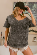 Load image into Gallery viewer, BiBi Washed Notched Short Sleeve Top