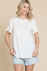 Culture Code Round Neck Crisscross Short Sleeve T-Shirt