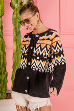 Load image into Gallery viewer, BiBi Ethnic Pattern Button Up Knit Cardigan