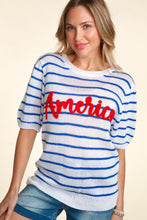 Load image into Gallery viewer, Haptics Letter Embroidery Striped Knit Top