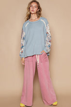 Load image into Gallery viewer, POL Waffle-Knit Lace Detail Round Neck Top
