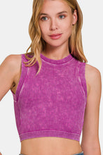 Load image into Gallery viewer, Zenana Washed Ribbed Seamless Crop Tank with Bra Pad