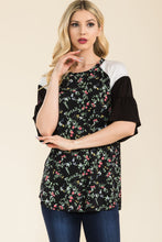 Load image into Gallery viewer, Celeste Floral Contrast Bell Sleeve Top