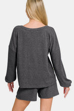Load image into Gallery viewer, Zenana V-Neck Long Sleeve Ribbed Top and Shorts Set