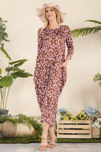 Celeste Leopard Contrast Dress with Pockets