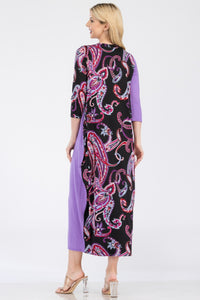 Celeste Paisley Contrast Midi Dress with Pockets