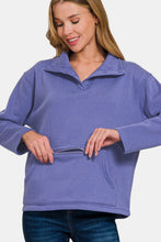 Load image into Gallery viewer, Zenana Turtleneck Half Snap Fleece Sweatshirt