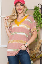 Load image into Gallery viewer, Celeste Striped Short Sleeve V-Neck T-Shirt