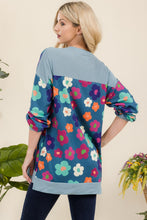 Load image into Gallery viewer, Celeste Side Slit Flower Print Long Sleeve Top