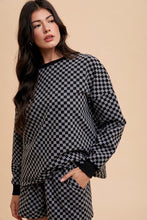 Load image into Gallery viewer, Annie Wear Checkered Round Neck Top and Drawstring Shorts Set