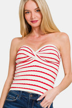 Load image into Gallery viewer, Zenana Twisted Sweetheart Neck Striped Tube Top