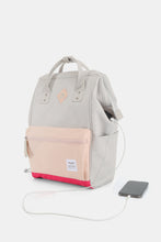 Load image into Gallery viewer, Himawari Contrast Waterproof Backpack Bag with External USB Port