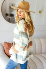 Load image into Gallery viewer, Haptics Button Down Stripe Soft Fuzzy Sweater Cardigan