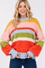 Load image into Gallery viewer, SAGE + FIG Color Block Round Neck Dropped Shoulder Sweater