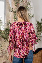 Load image into Gallery viewer, Sew In Love Printed V-Neck Blouse with Sleeve Knot