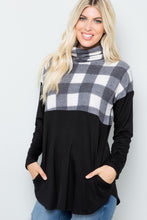 Load image into Gallery viewer, Celeste Pocketed Plaid Turtleneck Long Sleeve Blouse