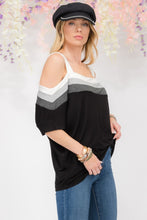 Load image into Gallery viewer, Celeste Striped Cold Shoulder Top