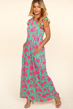 Load image into Gallery viewer, Haptics Ruffled Printed Round Neck Cap Sleeve Dress