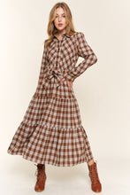 Load image into Gallery viewer, And the Why Plaid Tiered Midi Shirt Dress