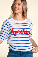 Load image into Gallery viewer, Haptics Letter Embroidery Striped Knit Top