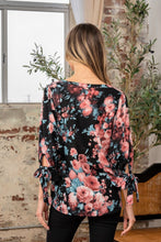 Load image into Gallery viewer, Sew In Love Floral V-Neck Top with Sleeve Knot