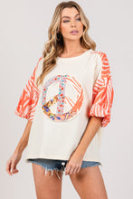 Load image into Gallery viewer, SAGE + FIG Peace Applique Patch with Zebra Print Contrast Top