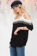 Load image into Gallery viewer, Celeste Striped Cold Shoulder Top