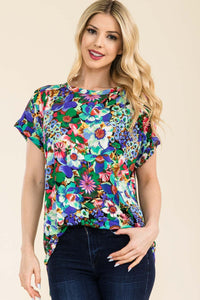 Celeste Round Neck Short Sleeve Floral T-Shirt