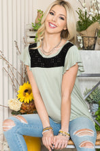 Load image into Gallery viewer, Celeste Contrast Round Neck Flounce Sleeve Top