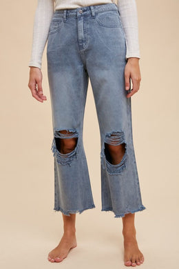 Annie Wear Distressed Raw Hem Jeans