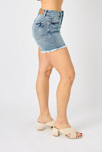 Load image into Gallery viewer, Judy Blue Button Fly Raw Hem Denim Shorts