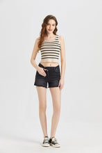 Load image into Gallery viewer, BAYEAS Stepped Waist Raw Hem Denim Shorts