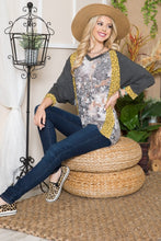 Load image into Gallery viewer, Celeste Floral Contrast Raglan Sleeve Top