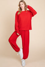 Load image into Gallery viewer, Super Lady Crinkle Check Round Neck Top and Pants Lounge Set