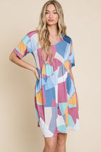 Load image into Gallery viewer, BOMBOM Ruched Color Block Short Sleeve Dress