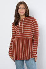 Load image into Gallery viewer, Be Stage Drawstring Striped Babydoll Hoodie