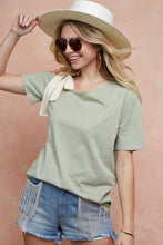 Load image into Gallery viewer, BiBi Tied Ribbon One Shoulder Short Sleeve T-Shirt