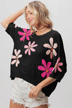 Load image into Gallery viewer, BiBi Floral Pattern Cropped Sweater