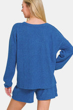 Load image into Gallery viewer, Zenana V-Neck Long Sleeve Ribbed Top and Shorts Set