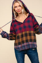 Load image into Gallery viewer, Haptics Plaid Edge Cut Detail Hooded Top