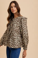 Load image into Gallery viewer, Annie Wear Tied Leopard Round Neck Peplum Blouse