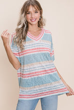 Load image into Gallery viewer, BOMBOM V-Neck Striped Knit Top