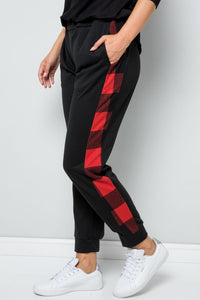 Celeste Design Plaid Side Print Sweatpants