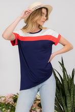 Load image into Gallery viewer, Celeste Color Block Round Neck Short Sleeve T-Shirt