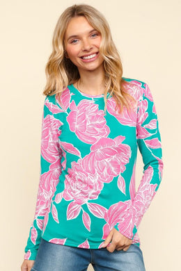 Haptics Floral Round Neck Long Sleeve T-Shirt