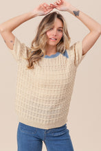 Load image into Gallery viewer, BiBi Textured Contrast Short Sleeve Sweater