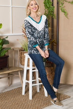 Load image into Gallery viewer, Celeste Animal Print Eyelet V-Neck Top